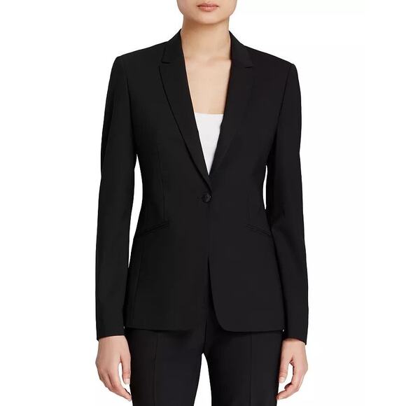 Boss by Hugo Boss Jabina Black One Button Stretch Wool Blazer Size 6 - Picture 1 of 6